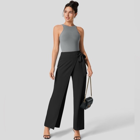 HALARA Pants - Halara High Waisted Tie Side Invisible Zipper Wide Leg Work Suit Pants